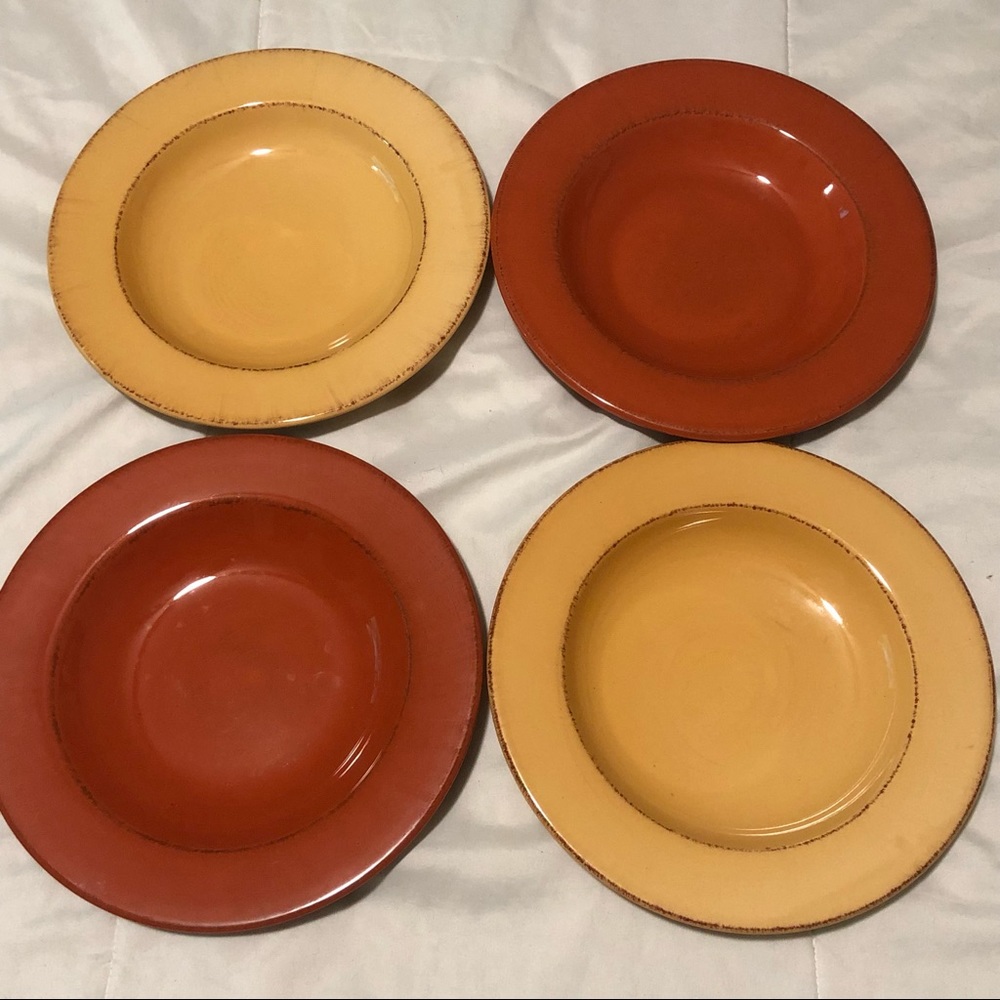 Pier 1 Toscana Earthenware Bowls 4 Soup/Pasta Gold TerraCotta